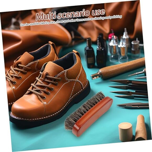 2Pcs Horsehair Shoe Polish Applicator Brushes Durable Cleaning Kit for Leather - Picture 6 of 6